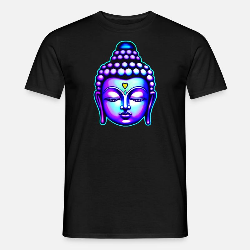 Bunter Buddha Kopf - Männer T-Shirt - Schwarz