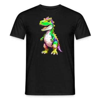 Rainbow T-Rex Dinosaur - Men's T-Shirt - black - Front - AI Model Male 178 light (178cm)