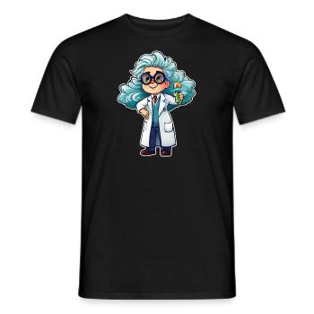 Cute scientist with glasses - Men's T-Shirt - black - Front - AI Model Male 178 light (178cm)