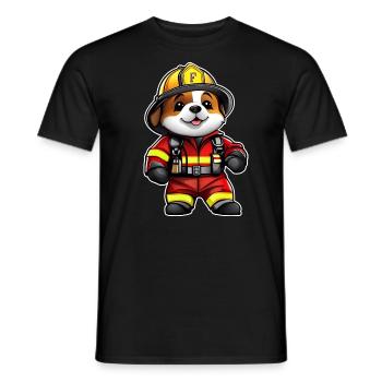 Niedlicher Feuerwehr Hund - Männer T-Shirt - Schwarz - Vorne - AI Model Male 178 light (178cm)