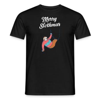Merry Slothmas Christmas Sloth Ugly Funny - Men's T-Shirt - black - Front - AI Model Male 178 light (178cm)