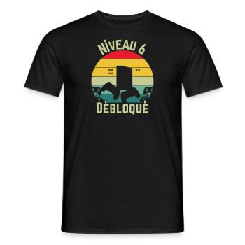 Niveau 6 Débloqué - T-shirt homme - noir - Devant - AI Model Male 178 light (178cm)