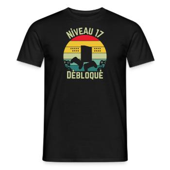 Niveau 17 Débloqué - T-shirt homme - noir - Devant - AI Model Male 178 light (178cm)
