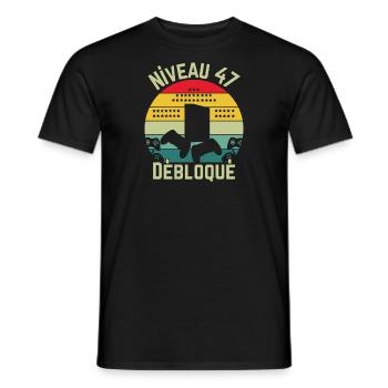 Niveau 47 Débloqué - T-shirt homme - noir - Devant - AI Model Male 178 light (178cm)
