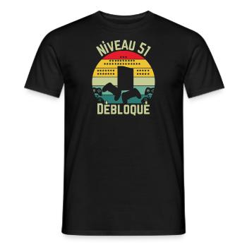 Level 51 Unlocked - Men's T-Shirt - black - Front - AI Model Male 178 light (178cm)