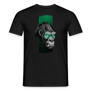 Verdant Vigilance: Green-Eyed Gorilla - Men's T-Shirt - black - Front - AI Model Male 178 light (178cm)