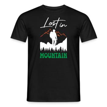 Lost in Mountain Hiking - Men's T-Shirt - black - Front - AI Model Male 178 light (178cm)