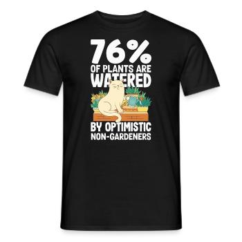 Optimistic Cat & Plants Funny Gardener Enthusiast - Männer T-Shirt - Schwarz - Vorne - AI Model Male 178 light (178cm)