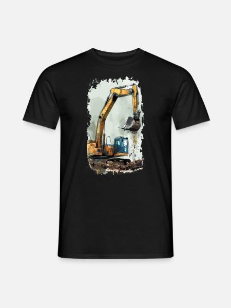 Bagger Schaufelbagger Baumaschine - T-shirt herr - svart