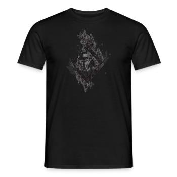 a black and white drawing of a woman's face, geome - Men's T-Shirt - black - Front - AI Model Male 178 light (178cm)