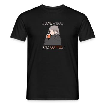 Ich liebe Anime und Kaffee - Manga Stil. - Männer T-Shirt - Schwarz - Vorne - AI Model Male 178 light (178cm)