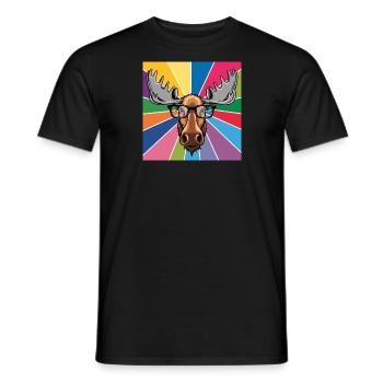 Moose Cool in Glasses Colorful King of the Forest - Men's T-Shirt - black - Front - AI Model Male 178 light (178cm)
