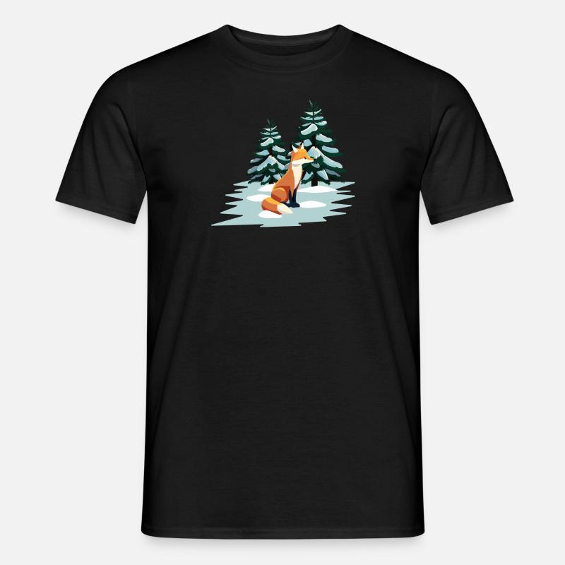 Fuchs im Schnee - Männer T-Shirt - Schwarz