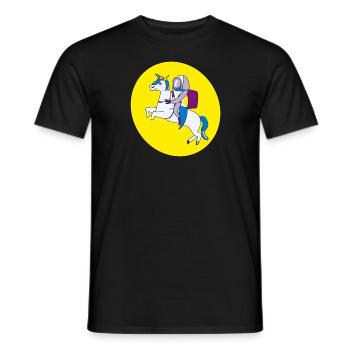 Astronaut rides a unicorn - Men's T-Shirt - black - Front - AI Model Male 178 light (178cm)