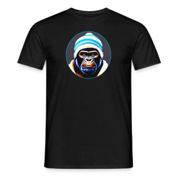 Cooler Gorilla mit Wintermütze - Männer T-Shirt - Schwarz - Vorne - AI Model Male 178 light (178cm)