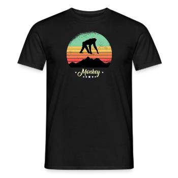 Monkey Vintage Animals Retro Sunset - Men's T-Shirt - black - Front - AI Model Male 178 light (178cm)