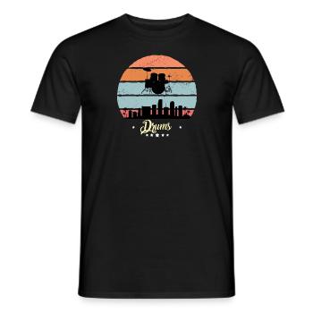 Drums Vintage Music Retro Sunset - Men's T-Shirt - black - Front - AI Model Male 178 light (178cm)