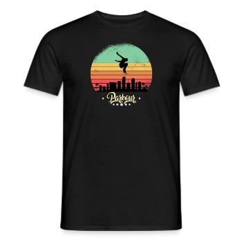 Parkour & Freerunning Vintage Retro Sunset Sport - Men's T-Shirt - black - Front - AI Model Male 178 light (178cm)