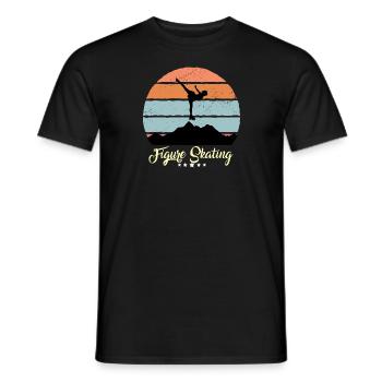 Eiskunstlauf Vintage Retro Sonnenuntergang Sport - Männer T-Shirt - Schwarz - Vorne - AI Model Male 178 light (178cm)