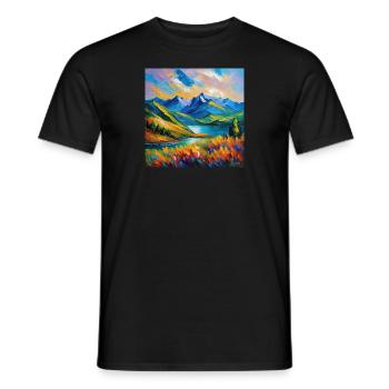 View of the mountain - Men's T-Shirt - black - Front - AI Model Male 178 light (178cm)