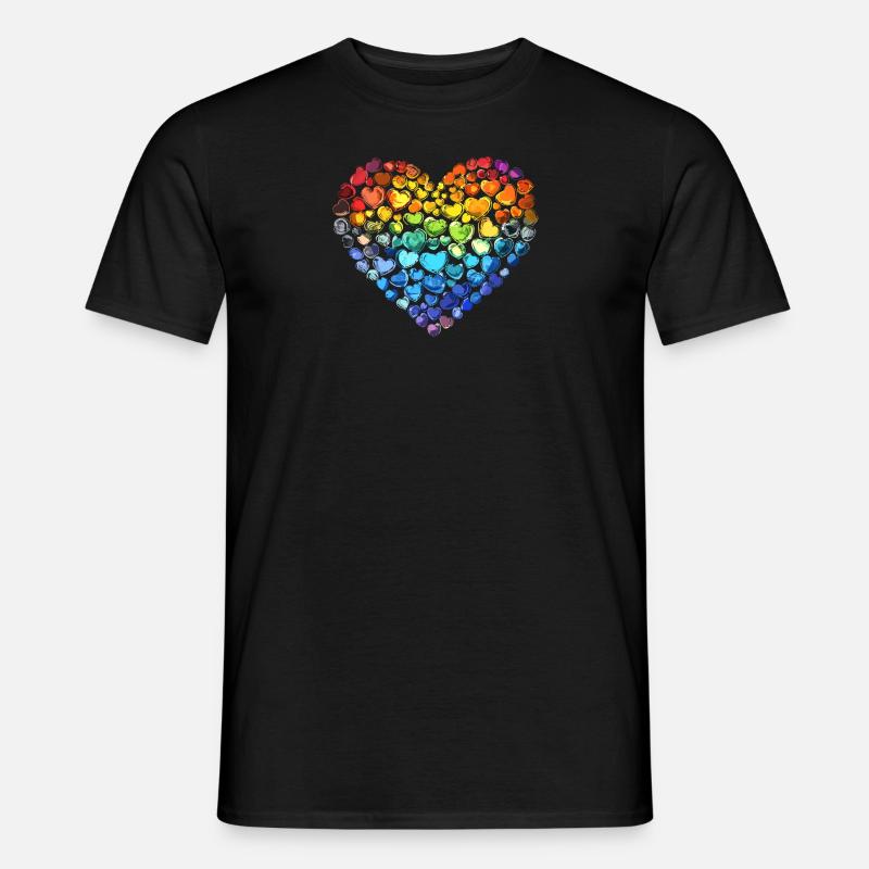 Regenbogen Herz - Männer T-Shirt - Schwarz