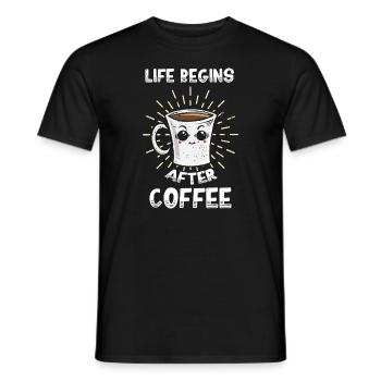 Life begins after coffee and tea - Men's T-Shirt - black - Front - AI Model Male 178 light (178cm)