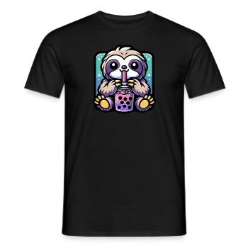 Bubble Tea Paresseux Boba Tea Kawaii Cadeau - T-shirt homme - noir - Devant - AI Model Male 178 light (178cm)