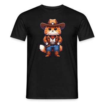 Cowboy-Katze - Männer T-Shirt - Schwarz - Vorne - AI Model Male 178 light (178cm)