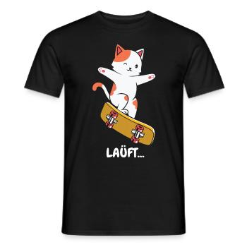 Skate Katze Läuft bei dir - Männer T-Shirt - Schwarz - Vorne - AI Model Male 178 light (178cm)