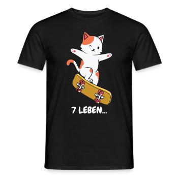 Skate Katze 7 Leben auf dem Skateboard - Männer T-Shirt - Schwarz - Vorne - AI Model Male 178 light (178cm)