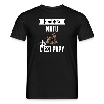Le roi de la moto c'est papy t-shirt grand-père - T-shirt homme - noir - Devant - AI Model Male 178 light (178cm)
