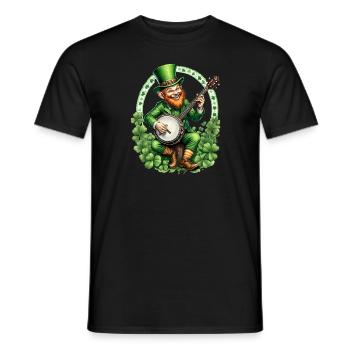 Leprechaun Banjo Player I Irish Music I St. - Männer T-Shirt - Schwarz - Vorne - AI Model Male 178 light (178cm)