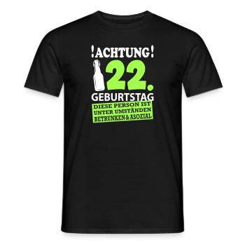 22 Geburtstag Besoffen Alkohol Jahre - Männer T-Shirt - Schwarz - Vorne - AI Model Male 178 light (178cm)