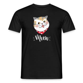Mignon Kawaii drôle de chat disant miaulement - T-shirt homme - noir - Devant - AI Model Male 178 light (178cm)