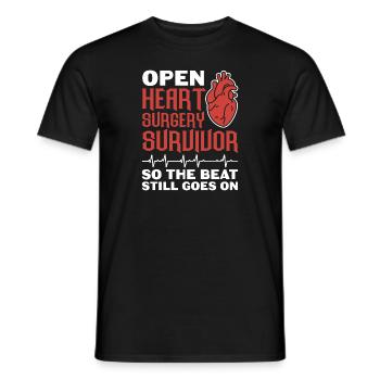 Survivant d’une opération à cœur ouvert pour que le rythme continue - T-shirt homme - noir - Devant - AI Model Male 178 light (178cm)