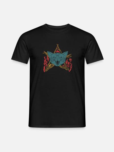 Lustiges Grinsekatzen Katzengesicht Halloween - Männer T-Shirt - Schwarz