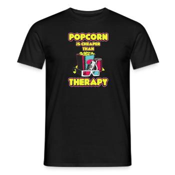 Popcorn Is Cheaper Than Therapy Cinema Fan - Men's T-Shirt - black - Front - AI Model Male 178 light (178cm)