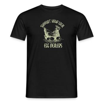 Support Your Local Egg Dealer Funny Eggs - Men's T-Shirt - black - Front - AI Model Male 178 light (178cm)