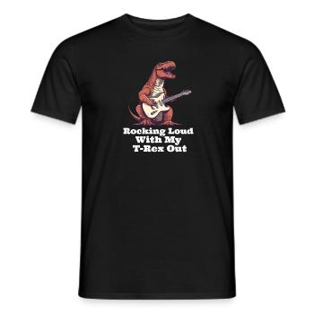 Rocking Loud With My T-Rex Out Guitar Dinosuar - Men's T-Shirt - black - Front - AI Model Male 178 light (178cm)