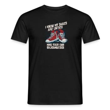 I know my shoes are open, but - Men's T-Shirt - black - Front - AI Model Male 178 light (178cm)
