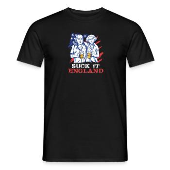 Suck-It England Funny July 4 George Washington - Men's T-Shirt - black - Front - AI Model Male 178 light (178cm)