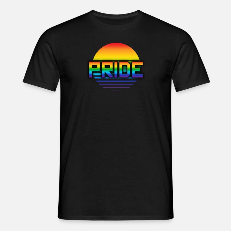 Rainbow Pride Synthwave - Männer T-Shirt - Schwarz