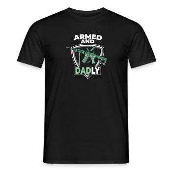 Armed and paternal Funny paternal fathers - Men's T-Shirt - black - Front - AI Model Male 178 light (178cm)