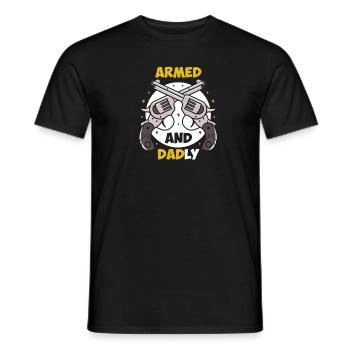 Bewaffnet und väterlich Lustige väterliche Väter - Männer T-Shirt - Schwarz - Vorne - AI Model Male 178 light (178cm)