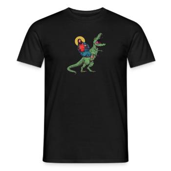 Cool Jesus Rides Dinosaur Funnier - Men's T-Shirt - black - Front - AI Model Male 178 light (178cm)