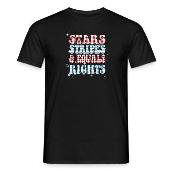 Rayures étoilées et égalité - T-shirt homme - noir - Devant - AI Model Male 178 light (178cm)