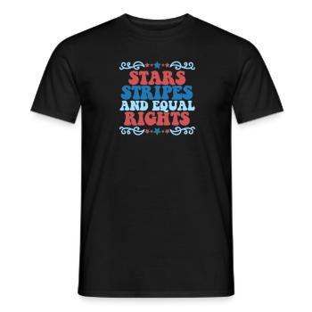 Rayures étoilées et égalité - T-shirt homme - noir - Devant - AI Model Male 178 light (178cm)