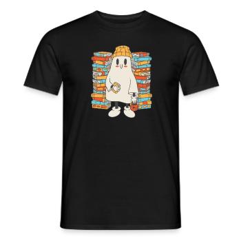 Groovy Lire la suite Livres Ghost Cute Funny - T-shirt homme - noir - Devant - AI Model Male 178 light (178cm)
