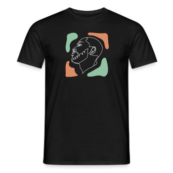 Line Art Drawn Woman with Hat Design - Men's T-Shirt - black - Front - AI Model Male 178 light (178cm)