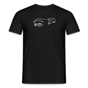 Line Art Drawn Woman with Hat Design - Men's T-Shirt - black - Front - AI Model Male 178 light (178cm)